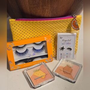 Cosmetic Bag Bundle W/ Lash Set, Mood Earrings, And 2 Blush Palettes!